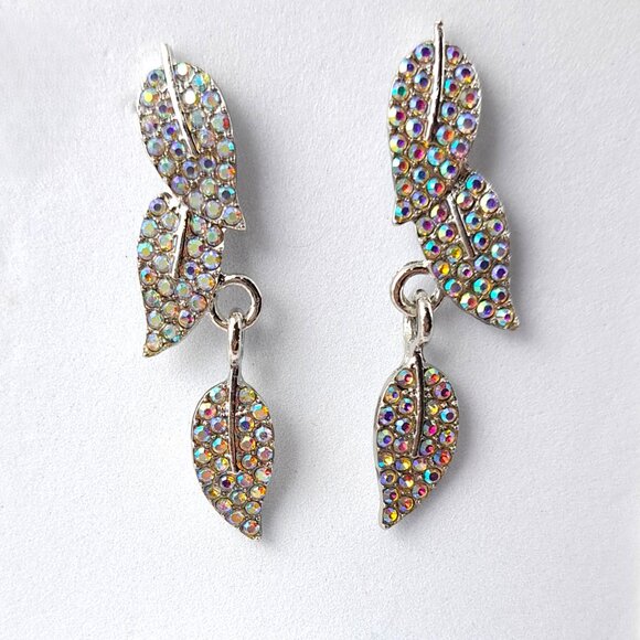 Jewelry - AB Gemstone Leaf Dangle Earrings